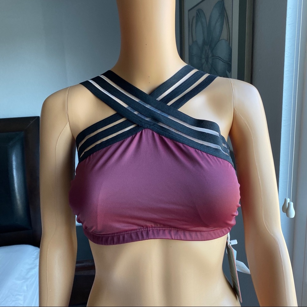 COASTAL BLUE criss-cross swim halter top bikini